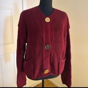 Chic Burgundy Button-Up Cardigan